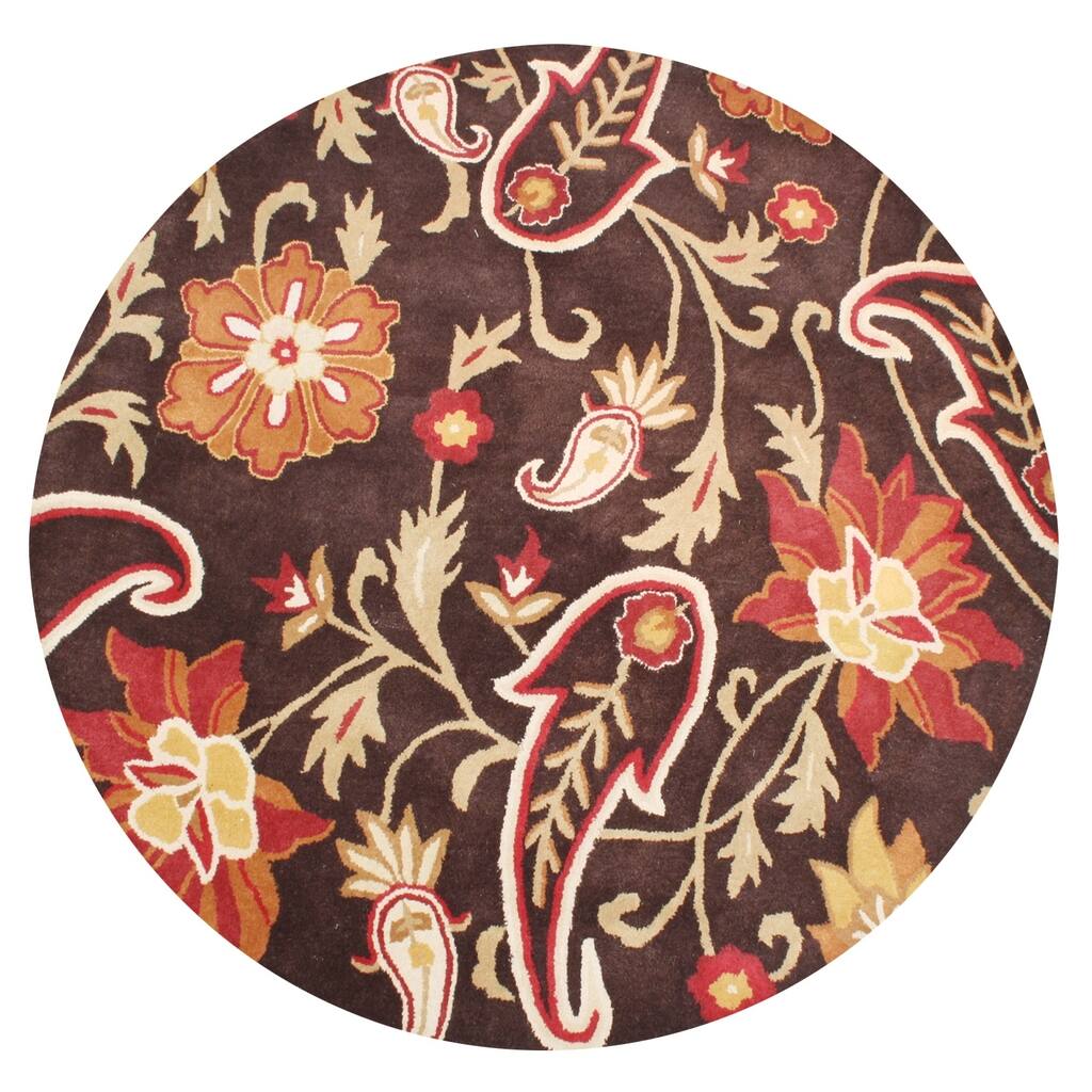 Alliyah Handmade Chocolate Brown New Zealand Blend Wool Rug - 6' x 6' Round