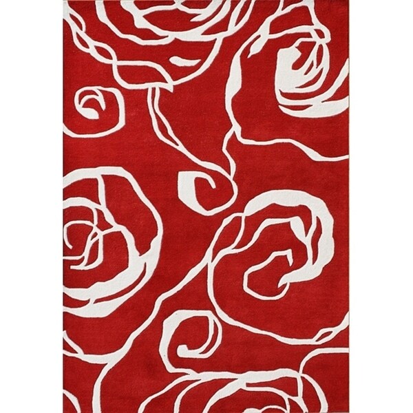 Alliyah Handmade Red New Zealand Blend Wool Rug - 5' x 8'