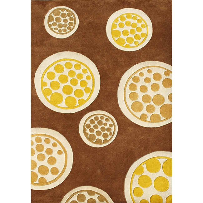 Handmade Horizon Metro Circles Brown Wool Rug (5 X 8)