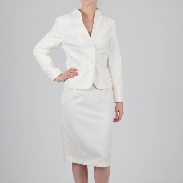 Signature by Larry Levine Women's Cream Skirt Suit - Free Shipping ...