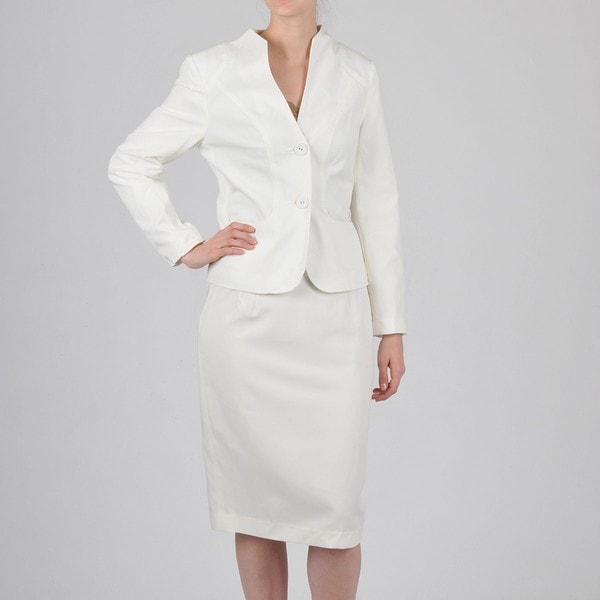 Signature by Larry Levine Women's Cream Skirt Suit - Free Shipping