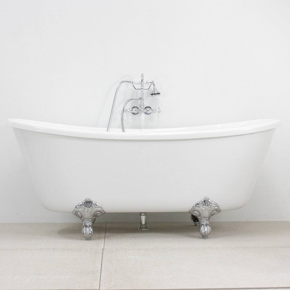 Spa Collection 59-inch Bateau Clawfoot Tub and Shower Pack