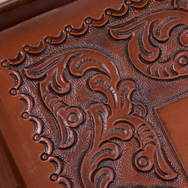 Handmade Tooled Leather Spanish Ivy Serving Tray (Peru)