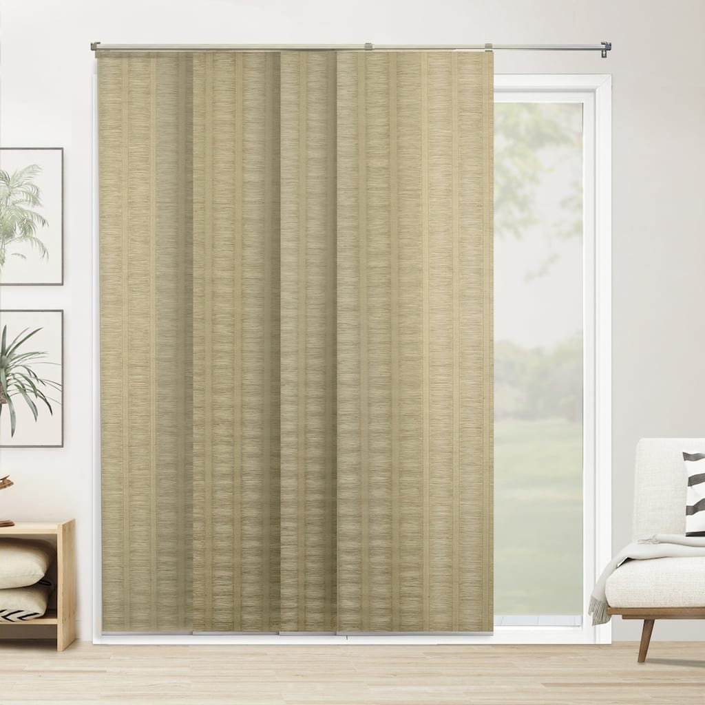 Chicology Adjustable Sliding Panel, Beach - Natural Woven, Privacy, 80"W X 96"H - Provence Maple