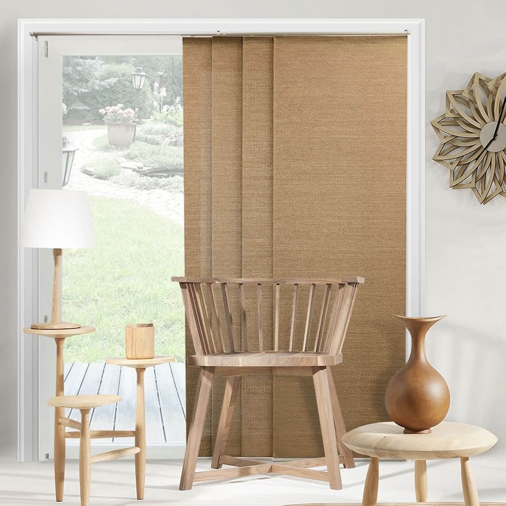 Chicology Adjustable Sliding Panels, Cut to Length, French Primrose (Privacy & Natural Woven) - Up to 80"W X 96"H