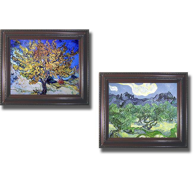 Vincent Van Gogh 'Mulberry Tree and Olive Trees' Framed 2-piece Canvas Art Set