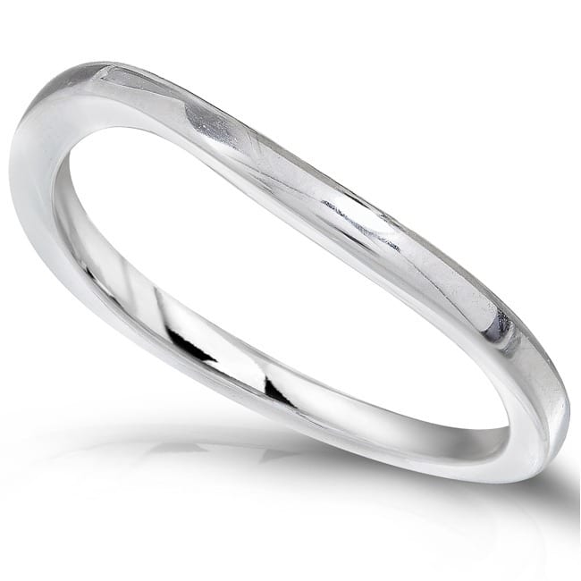 Annello by Kobelli High-polish 14k White Gold Curved-design 1.6mm-wide Wedding Band
