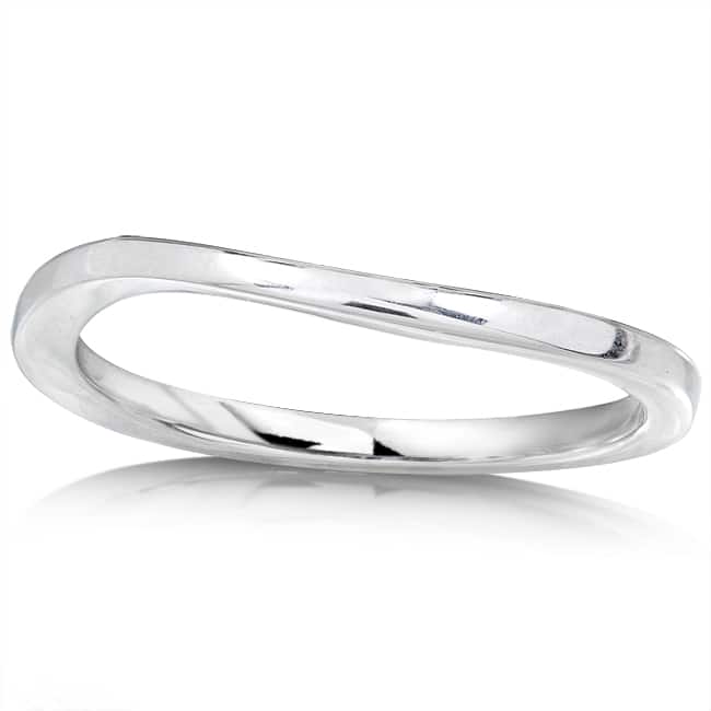 Annello by Kobelli High-polish 14k White Gold Curved-design 1.6mm-wide Wedding Band - 4