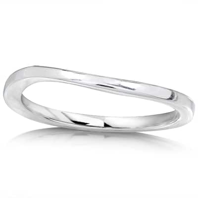 Annello by Kobelli High-polish 14k White Gold Curved-design 1.6mm-wide Wedding Band