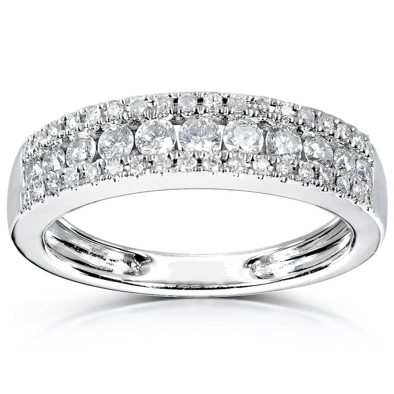 Kobelli 0.5 Carats Natural Diamond 14k White Gold Multi-row Ring - 5