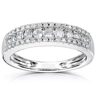 Annello by Kobelli 14k White Gold 1/2ct TDW 3-row Diamond Anniversary Band