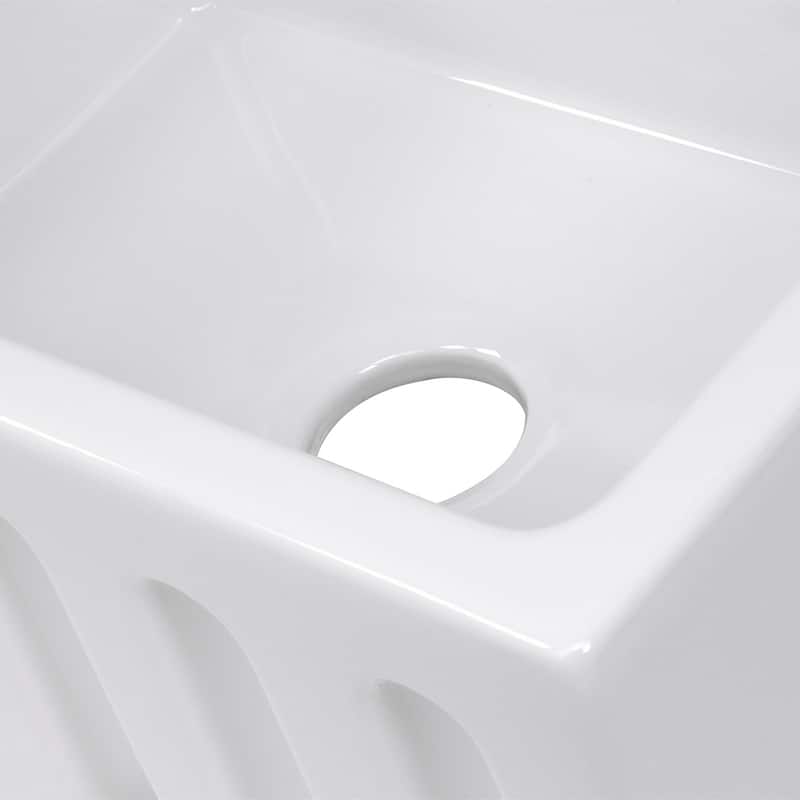 White Italian Fireclay Reversible Farmhouse Kitchen Sink - 29.75" x 18" x 10"