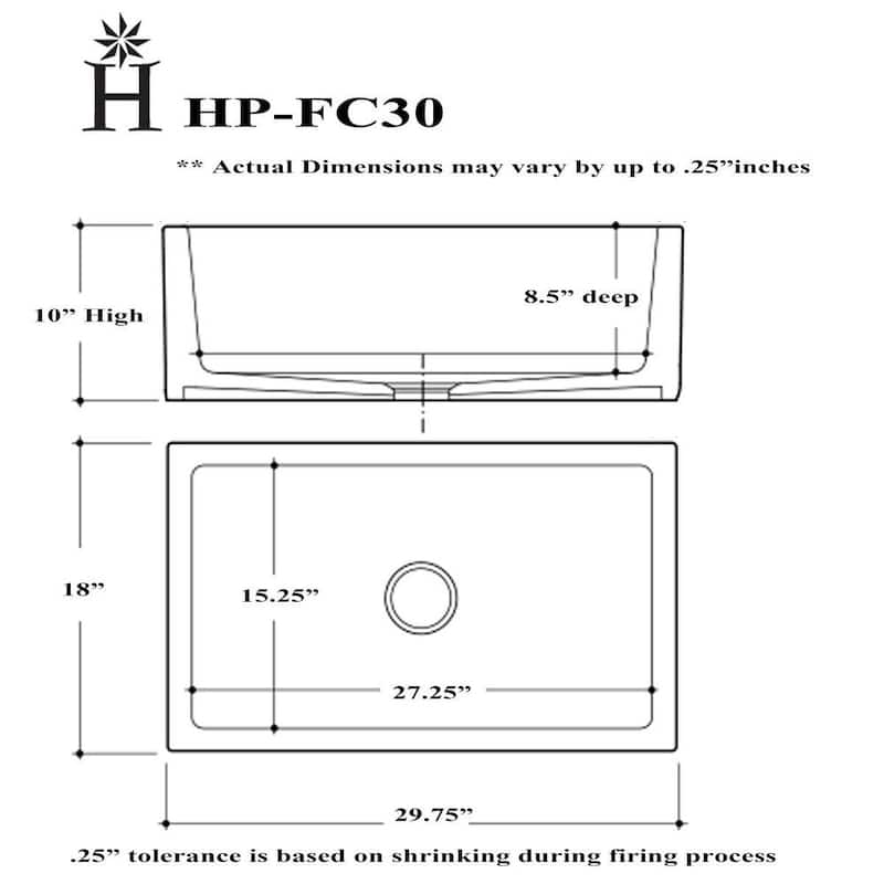 White Italian Fireclay Reversible Farmhouse Kitchen Sink - 29.75" x 18" x 10"