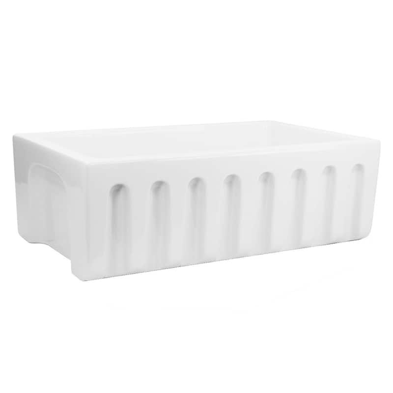 White Italian Fireclay Reversible Farmhouse Kitchen Sink - 29.75" x 18" x 10"