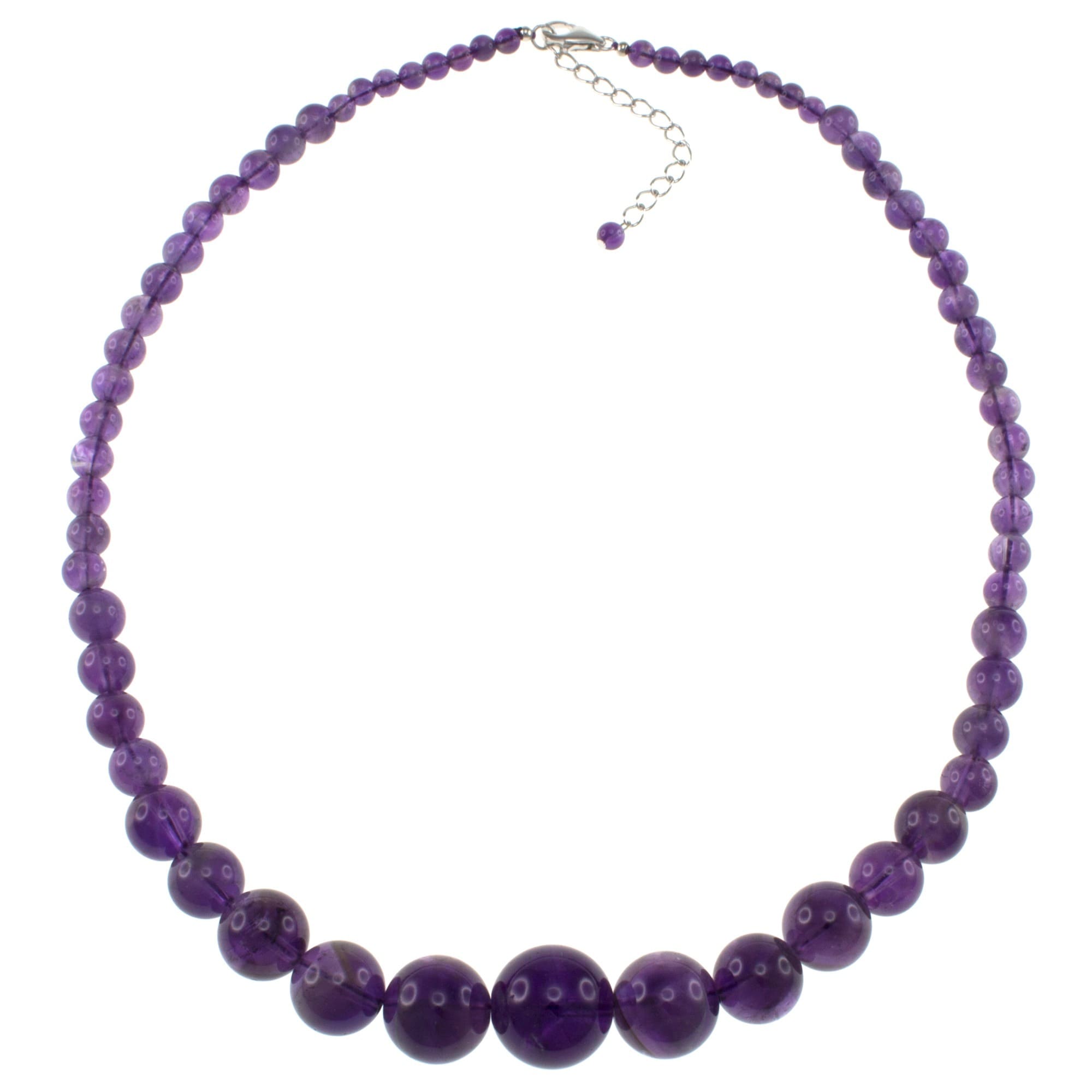 Lovely 6-14mm Amethyst Round Beads Gemstone Necklace 18“