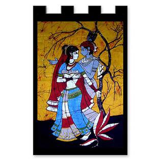 Handmade Cotton 'Lover's Dance' Batik Wall Hanging (India)