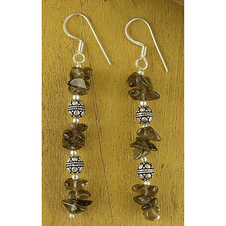 Handmade Sterling Silver Garland Smoky Quartz Drop Earrings Handmade Sterling Silver X27 Garland Smoky Quartz Drop Earrings