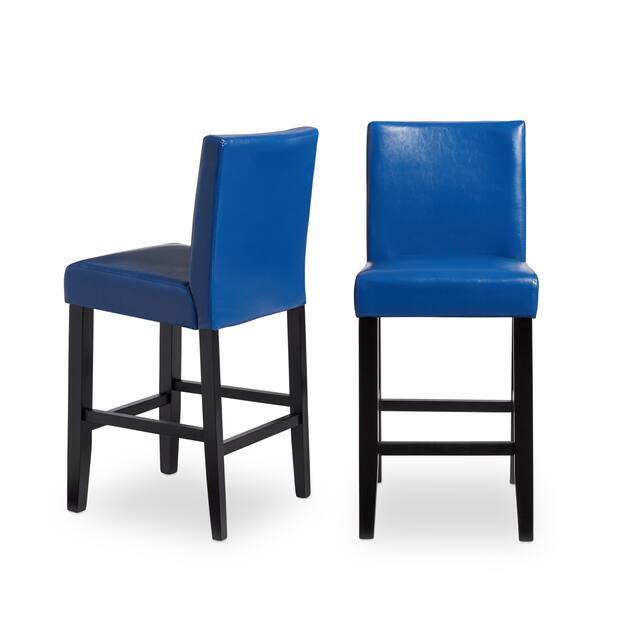 Villa Faux Leather Upholstered Counter Stools (Set of 2) - Blue