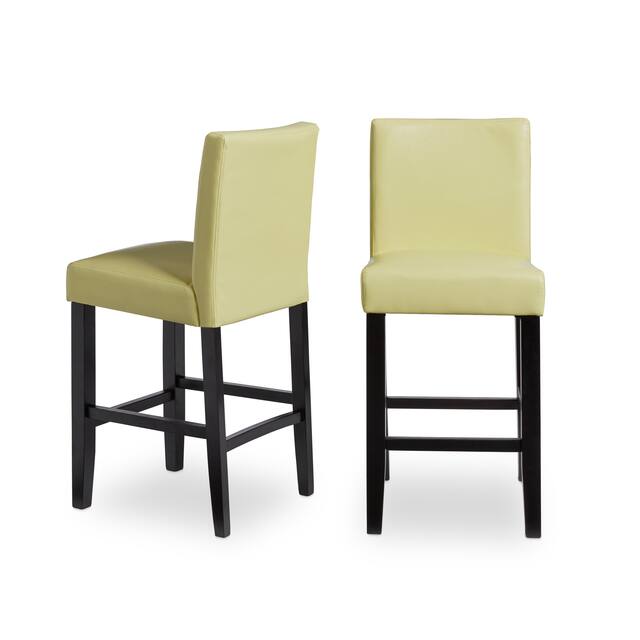Villa Faux Leather Upholstered Counter Stools (Set of 2) - wax green
