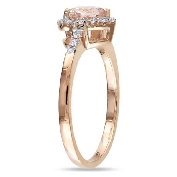 Miadora 10k Pink Gold Morganite and 1/10ct TDW Diamond Heart Ring (G-H, I2)