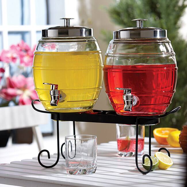 Style Setter Pub Double Beverage Dispenser Set with Rack