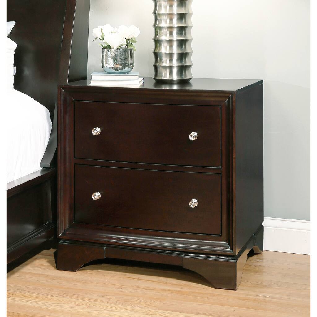 Abbyson Kingston 2-Drawer Espresso Nightstand