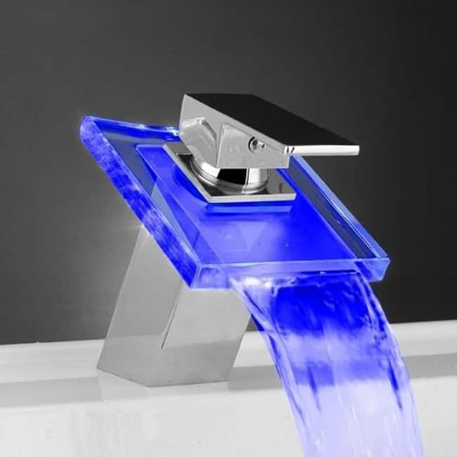 LED Color Changing Waterfall Bathroom Faucet