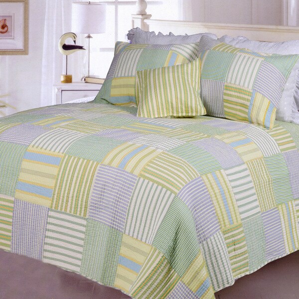 Spa Stripes Patchwork Quilt Set - 13812950 - Overstock.com Shopping ...
