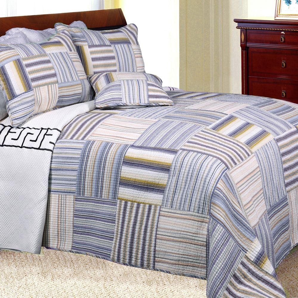 Kevin Striped Patchwork Quilt Set