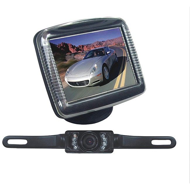 Pyle 3.5-inch Slim LCD Universal Mount Monitor with License Plate Mount Rearview Night Vision Backup Camera (Refurbished)
