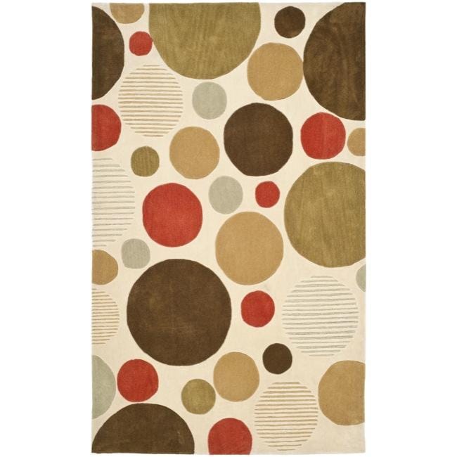 Handmade Avant garde Bubbles Ivory Rug (4 X 6)