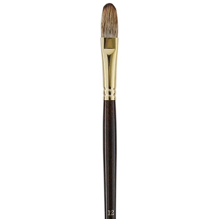 Winsor and Newton Size 12 Monarch Filbert Brush (12Handle Brown stained long handleFerrule Corrosion resistantBristle Synthetic polyester filamentsBrushes are suitable for use with all oil, acrylic, and griffin alkyd fast drying oil colors. )