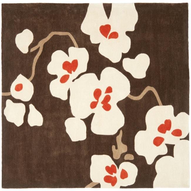 Handmade Avant garde Bliss Brown Rug (7 Square)