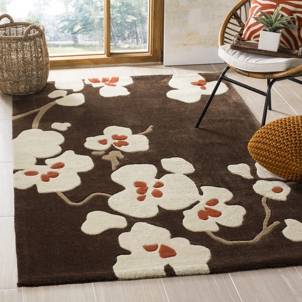 Safavieh Handmade Modern Art Floral Bliss Brown/ Multicolored Polyester Rug - 7' x 7' Square