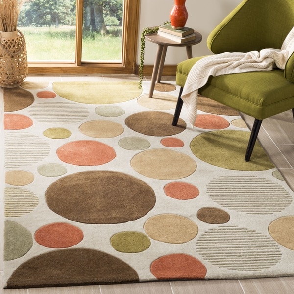 Safavieh Handmade Modern Art Bubbles Ivory/ Multicolored Polyester Rug - 8' x 10'