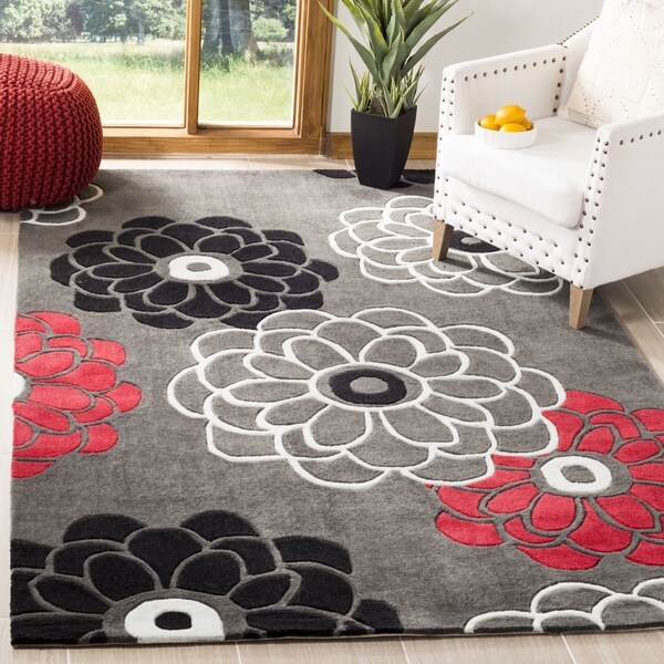 Safavieh Handmade Modern Art Daisies Dark Grey/ Multicolored Polyester Rug - 8' x 10'