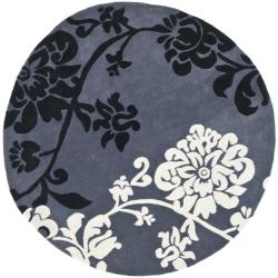 Handmade Avant garde Shadows Dark Grey Rug (7' Round) Safavieh Round/Oval/Square