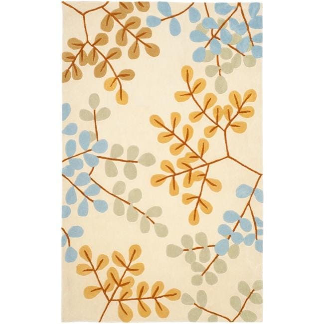 Handmade Avant garde Serenity Ivory Rug (5 X 8)