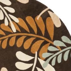 Handmade Avant garde Ferns Brown Rug (7' Round) Safavieh Round/Oval/Square