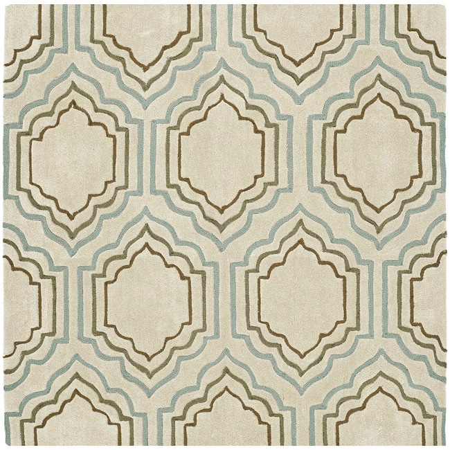 Handmade Avant garde Morocco Beige Rug (7 Square)