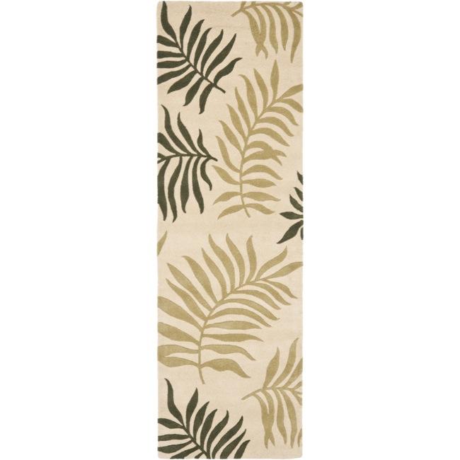 Handmade New Zealand Wool Ferns Beige Rug (26 X 8)