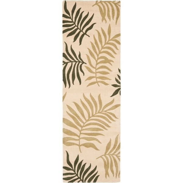 Safavieh Handmade New Zealand Wool Ferns Beige Rug - 2'6" x 8'