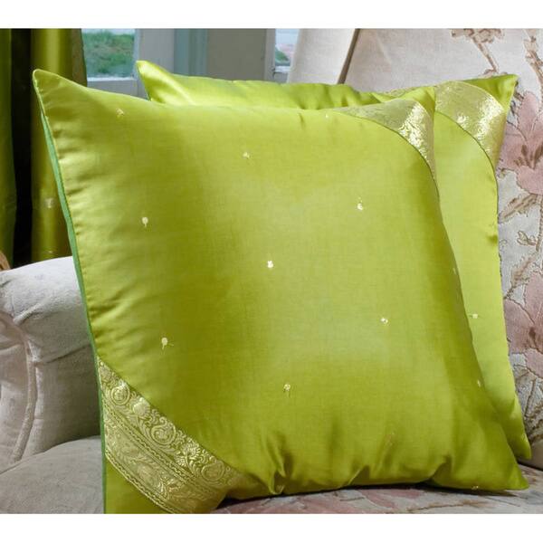 Shop Set Of Two Sari Fabric Decorative Pillow Covers Handmade In