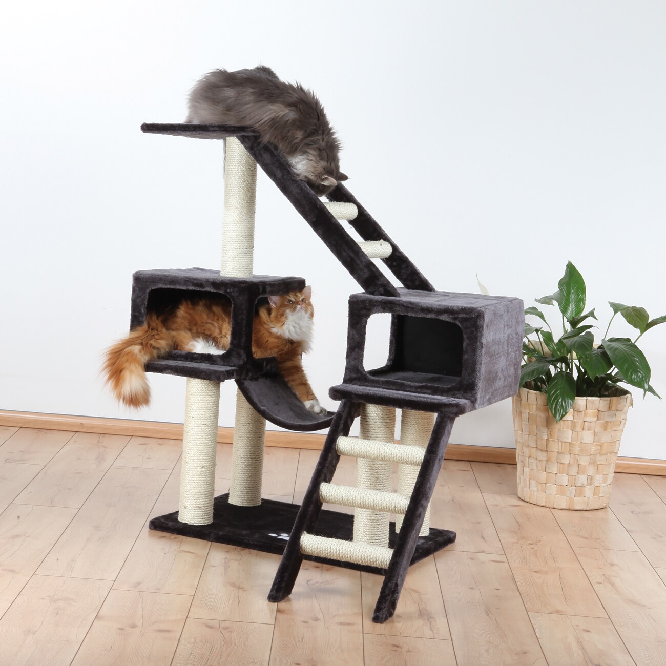 Домик для кошки Trixie Malaga, 109 см, плюш, антрацит
