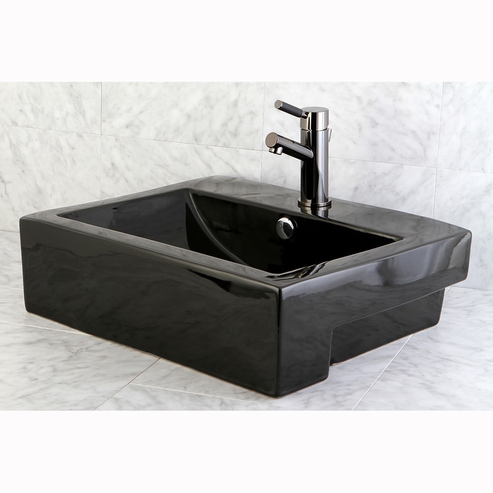 Concord Black Vitreous China Recess Table/ Wall Mount Bathroom Sink