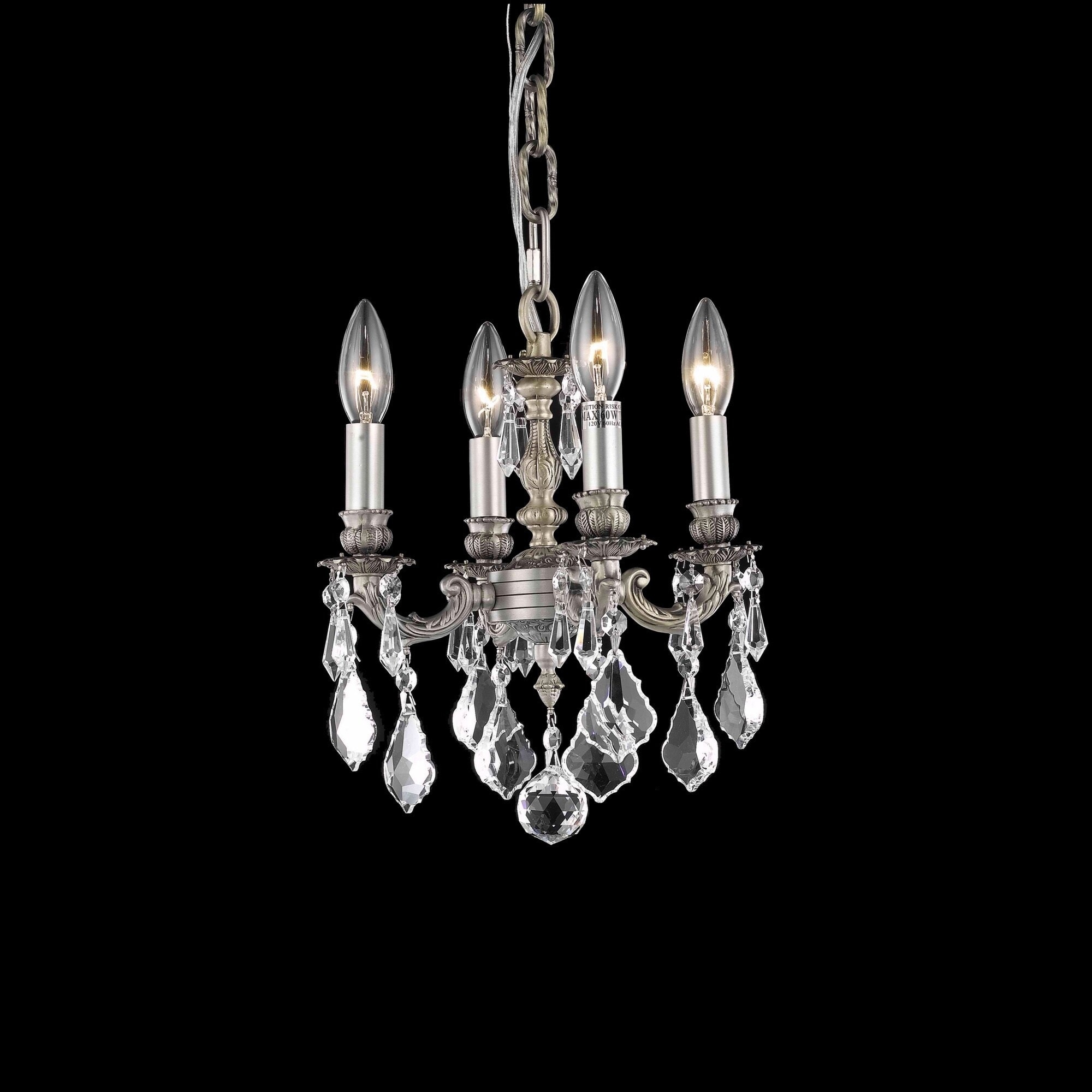 Christopher Knight Home Crystal 4 light Pewter Chandelier