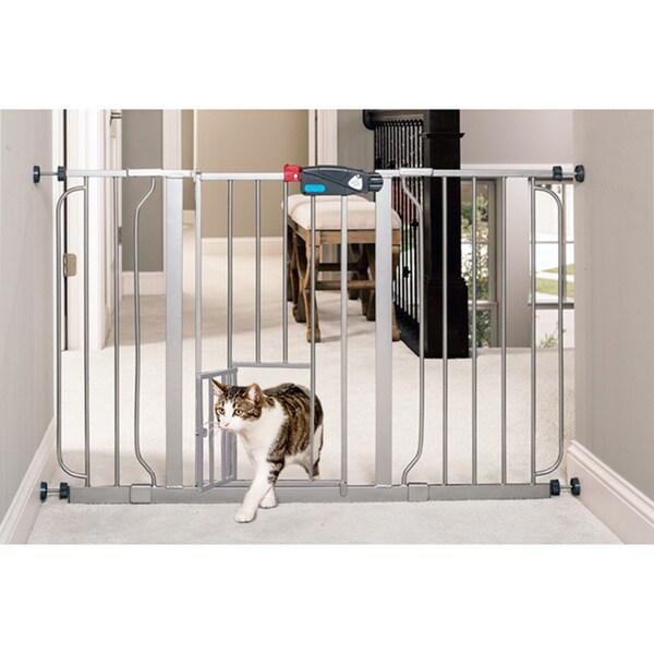wide pet gate with walk through