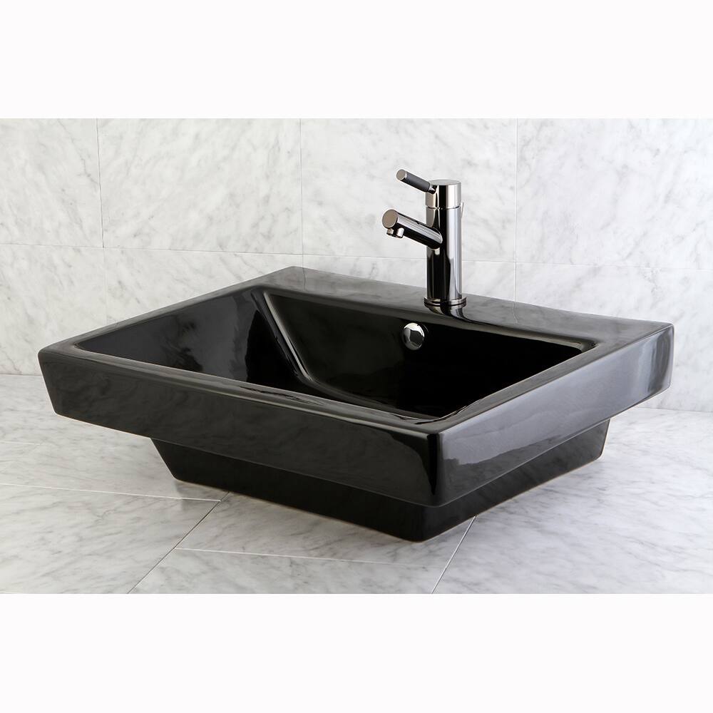 Plaza Black Recess Table/ Wall Mount Bathroom Sink