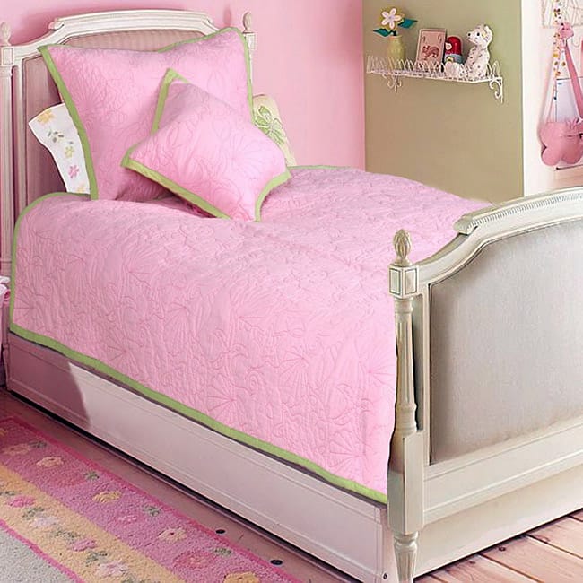 Pink Ocean Creatures Girl's Twin-size 2-piece Quilt Set