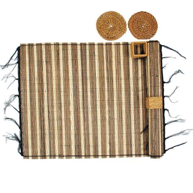 Handmade Bamboo Table Mat and Coaster Set (Indonesia)